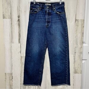 Levis Ribcage Straight Ankle Raw Hem High Waist Button Fly Jeans Size 29